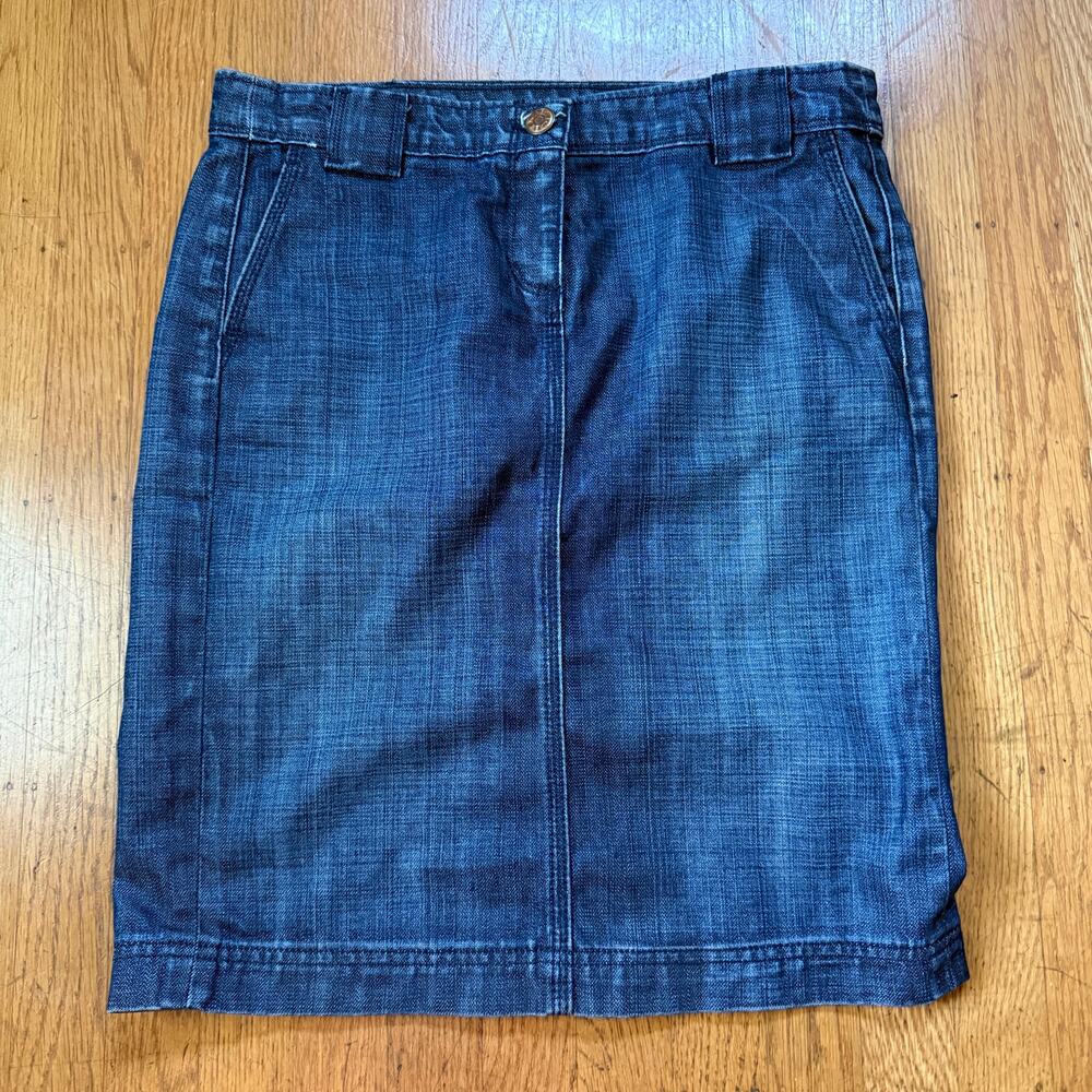 Vintage J.Crew Denim Pencil Skirt Made in USA 100% Cotton Indigo Blue Size 4